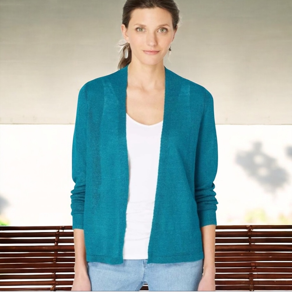 J. Jill Teal Open Front Cardigan